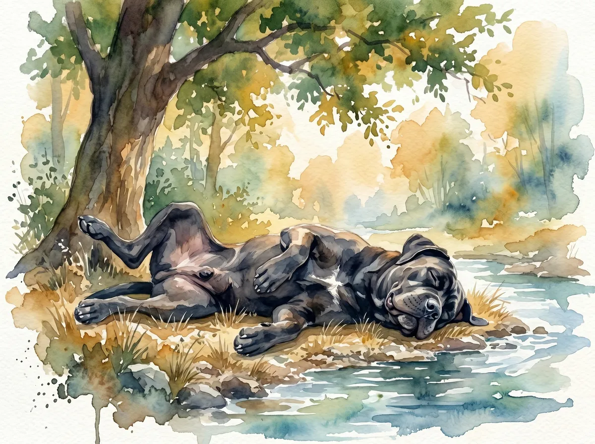 Cane Corso watercolor calendar month 8